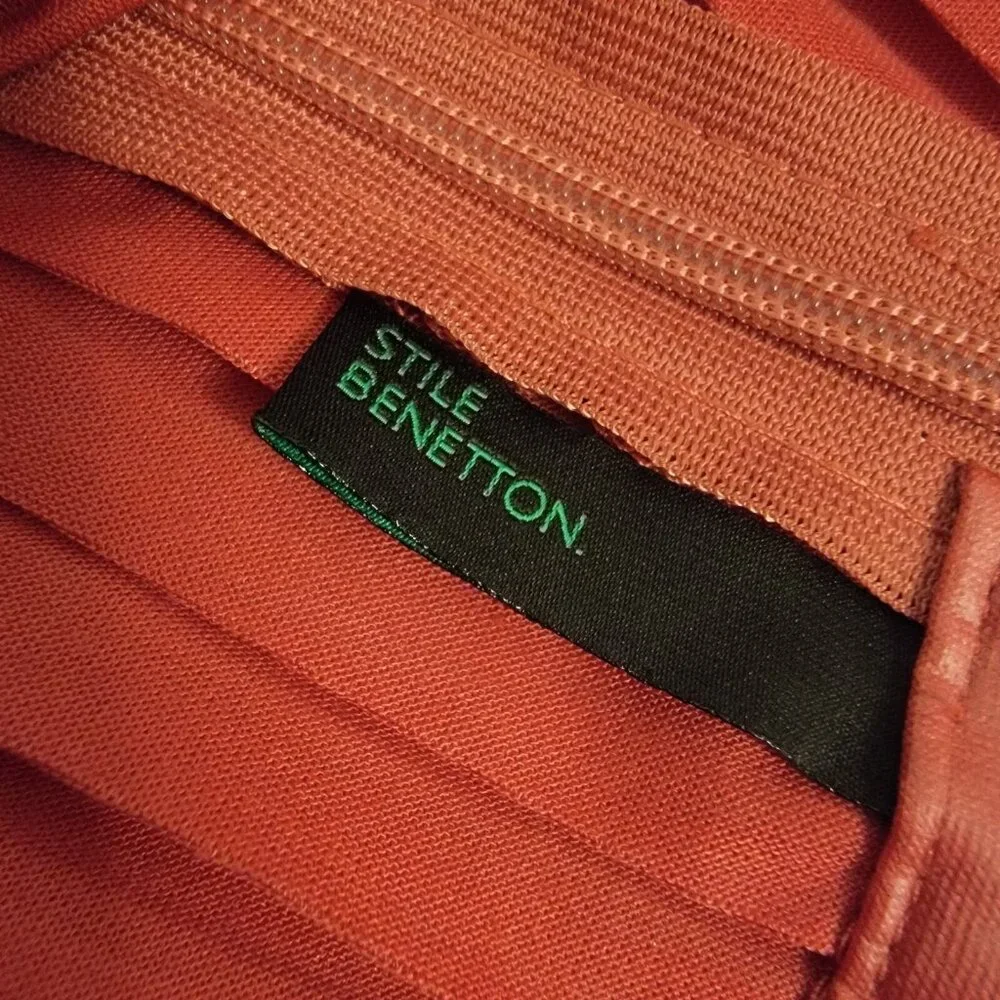 Stile Benetton Skirt Vintage Orange Pleated A Line Skirt Women's Size‎ XS